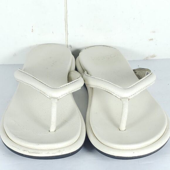 OLUKAI Women's Tiare US7 White Leather Slip-On Flat Flip Flops Thong Sandals - Picture 5 of 16